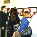 Visitors viewing the Chaplin anniversary exhibition