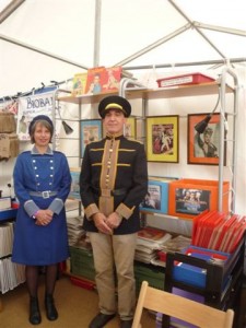 Anna & George at the Cinema Museum stand at Vintage at Goodwood
