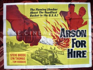 A poster for Arson For Hire