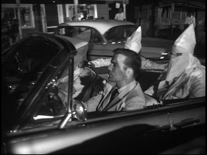William Shatner in car with Klu Klux Klan