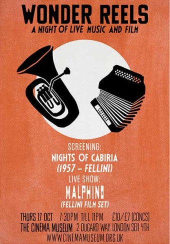 Poster for Wonder Reels event: Malphino and Nights of Cabiria