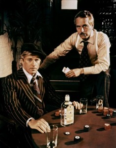 Still from The Sting (1973) showing Paul Newman and Robert Redford in character